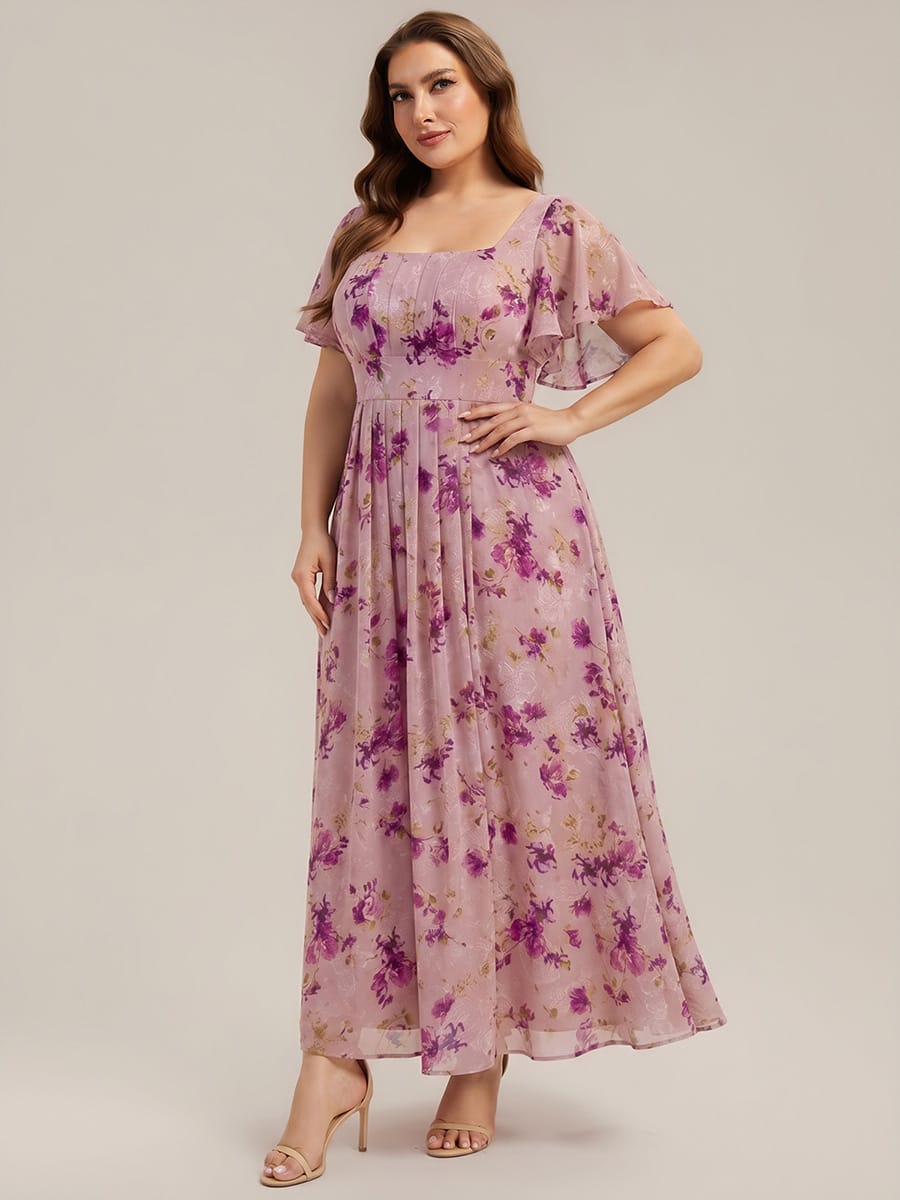ever AVIEL|Ruched Chiffon Ruffle Sleeve Dress