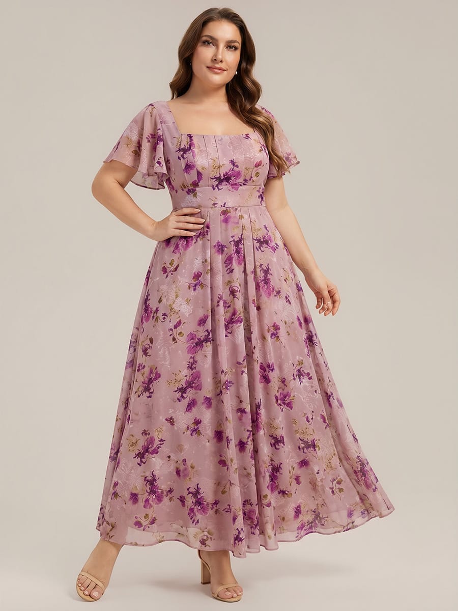 ever AVIEL|Ruched Chiffon Ruffle Sleeve Dress