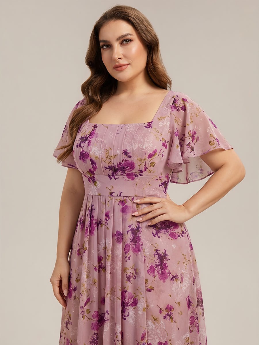 ever AVIEL|Ruched Chiffon Ruffle Sleeve Dress