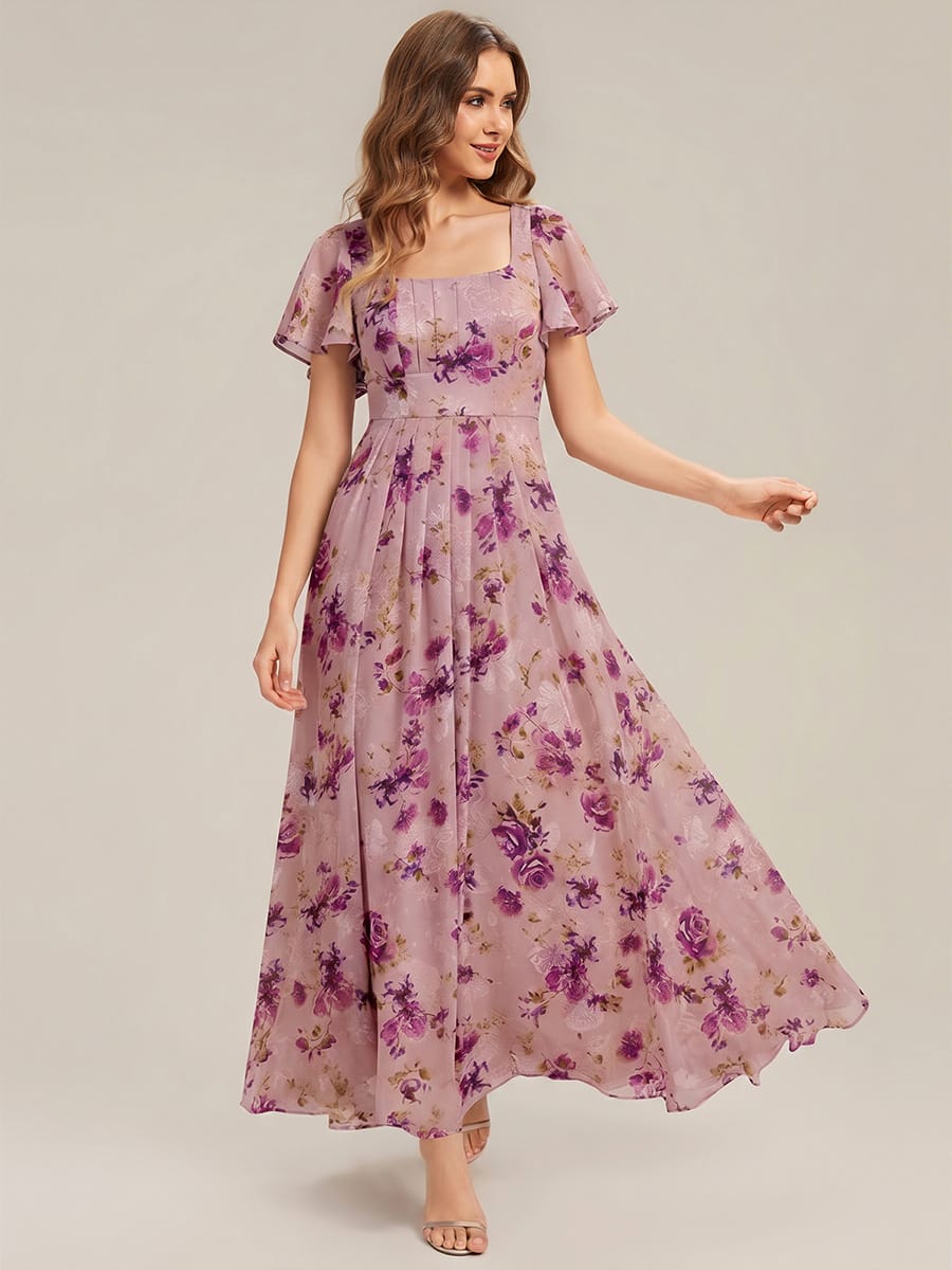 ever AVIEL|Ruched Chiffon Ruffle Sleeve Dress