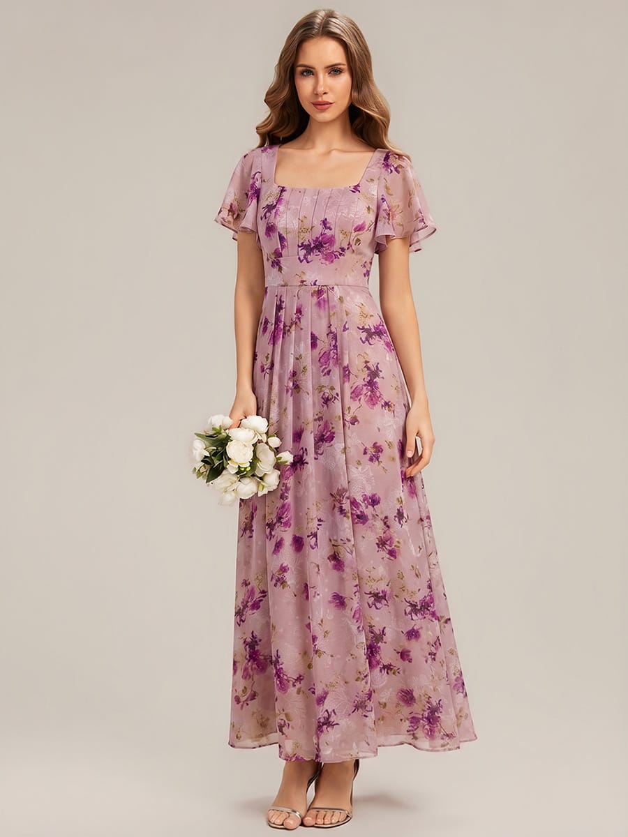 ever AVIEL|Ruched Chiffon Ruffle Sleeve Dress