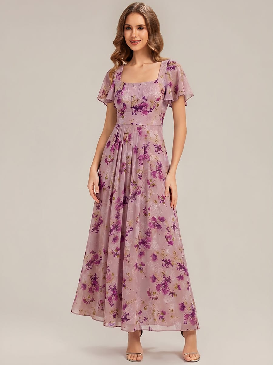 ever AVIEL|Ruched Chiffon Ruffle Sleeve Dress