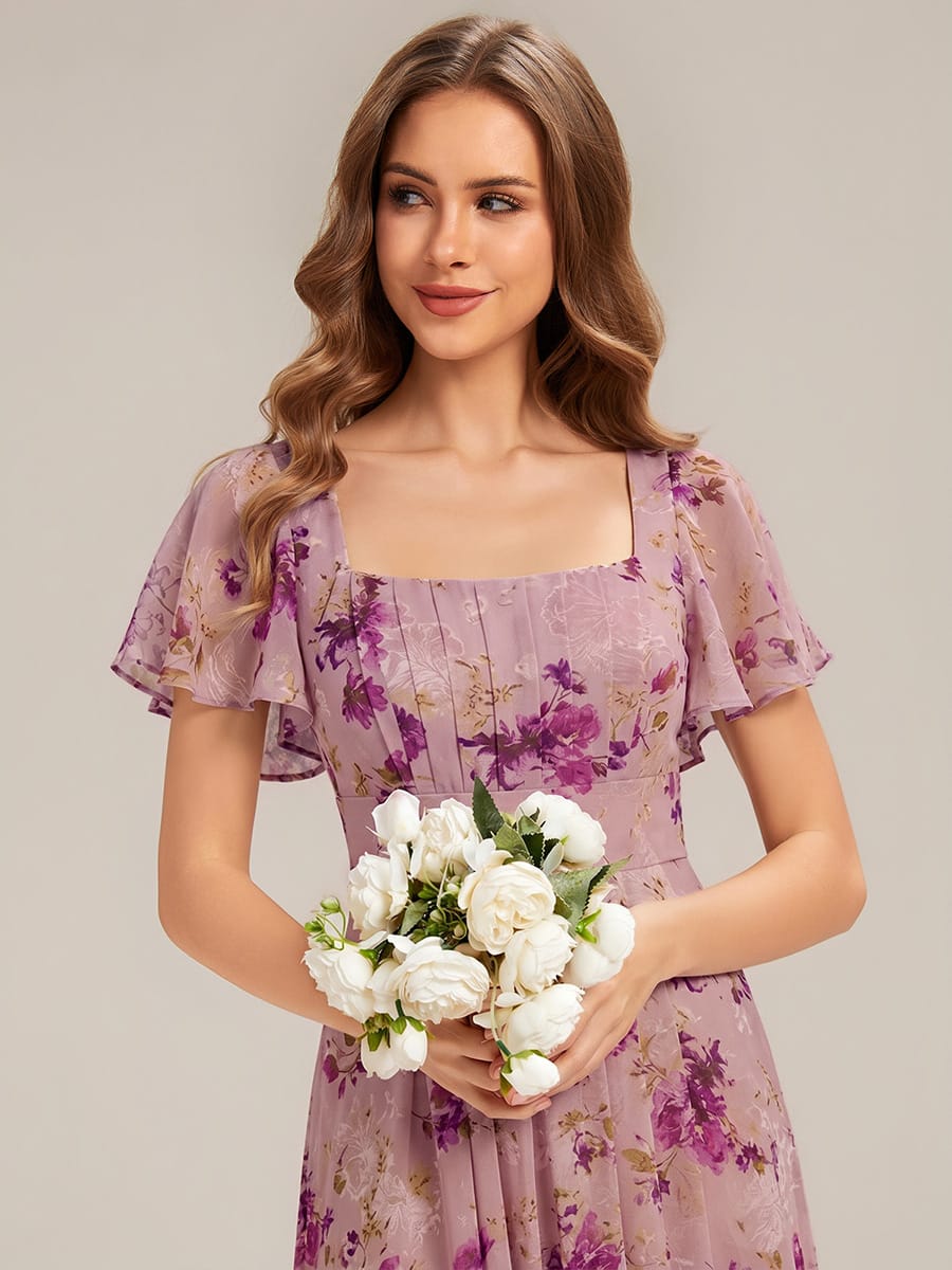 ever AVIEL|Ruched Chiffon Ruffle Sleeve Dress