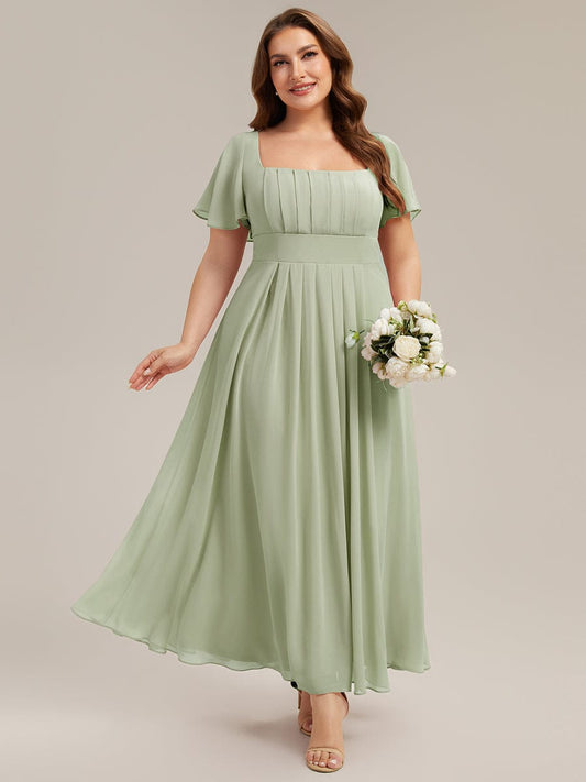 pretty AVIEL|Ruched Chiffon Ruffle Sleeve Dress Plus Size