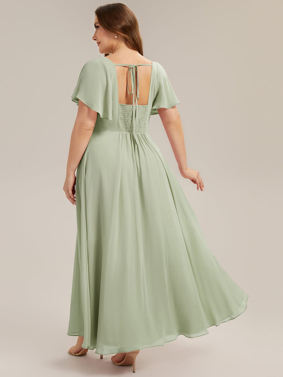 ever AVIEL|Ruched Chiffon Ruffle Sleeve Dress