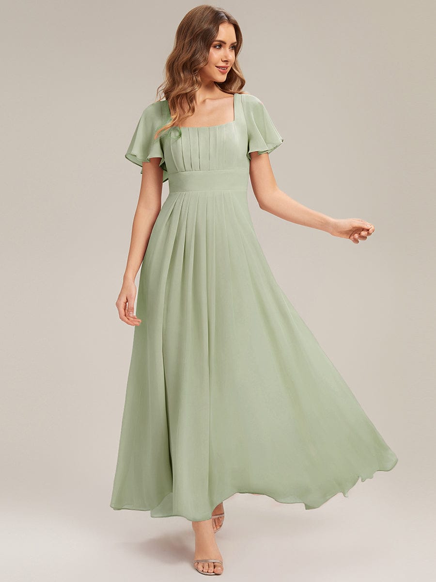 ever AVIEL|Ruched Chiffon Ruffle Sleeve Dress