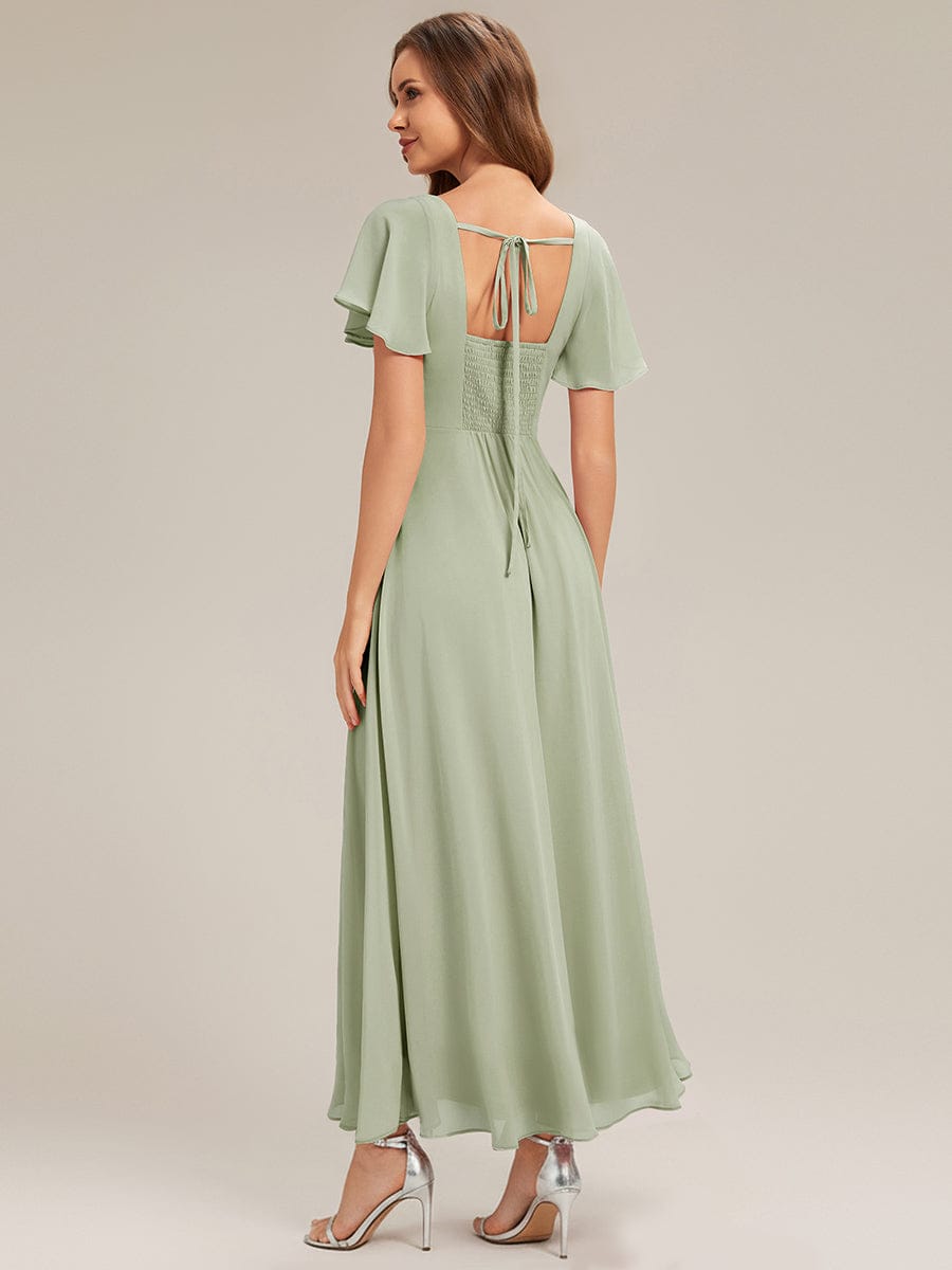 ever AVIEL|Ruched Chiffon Ruffle Sleeve Dress