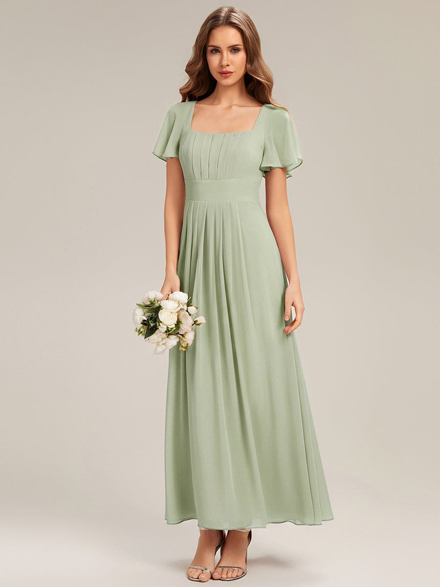 ever AVIEL|Ruched Chiffon Ruffle Sleeve Dress