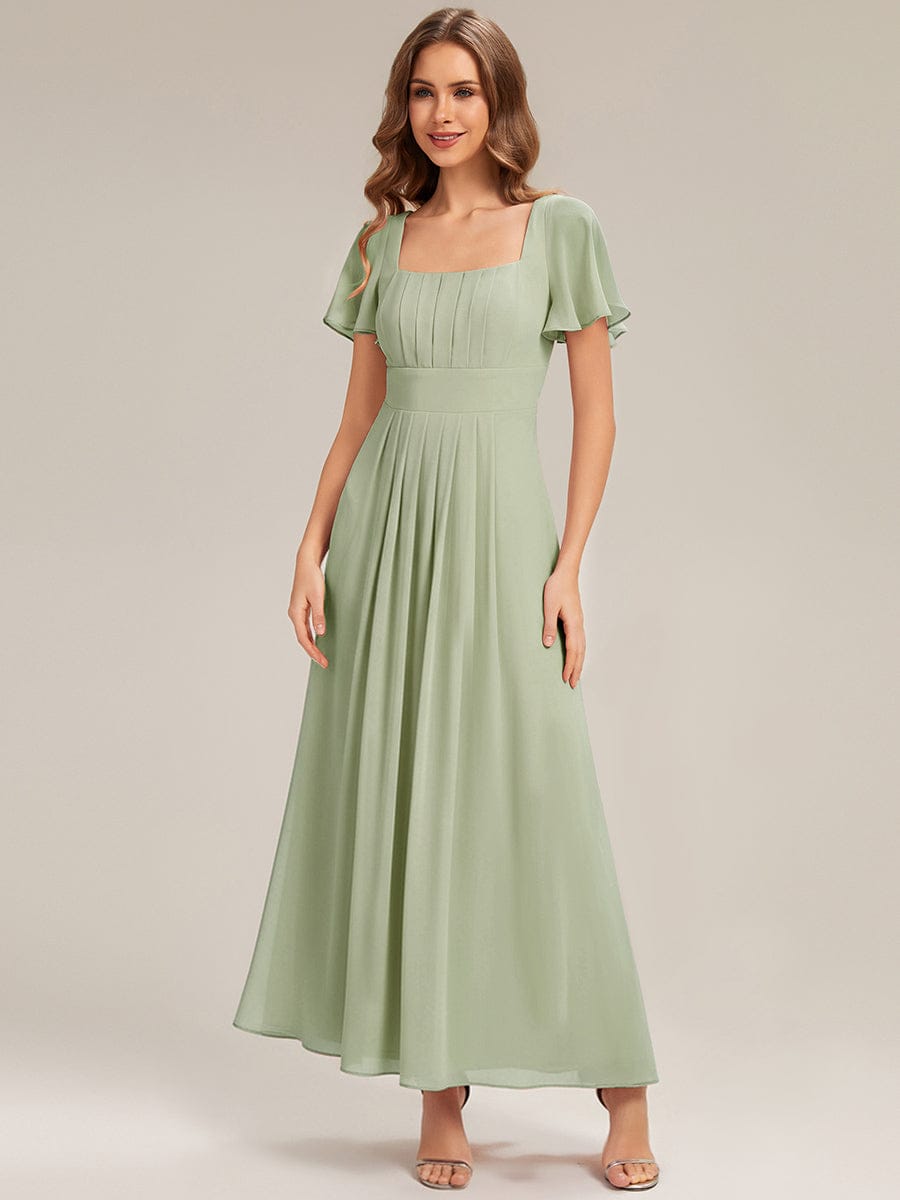 ever AVIEL|Ruched Chiffon Ruffle Sleeve Dress