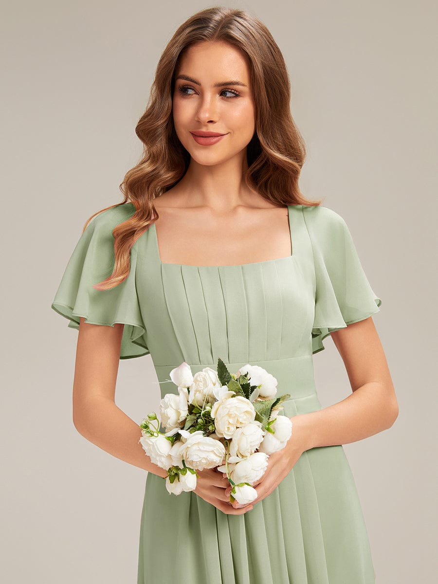 ever AVIEL|Ruched Chiffon Ruffle Sleeve Dress