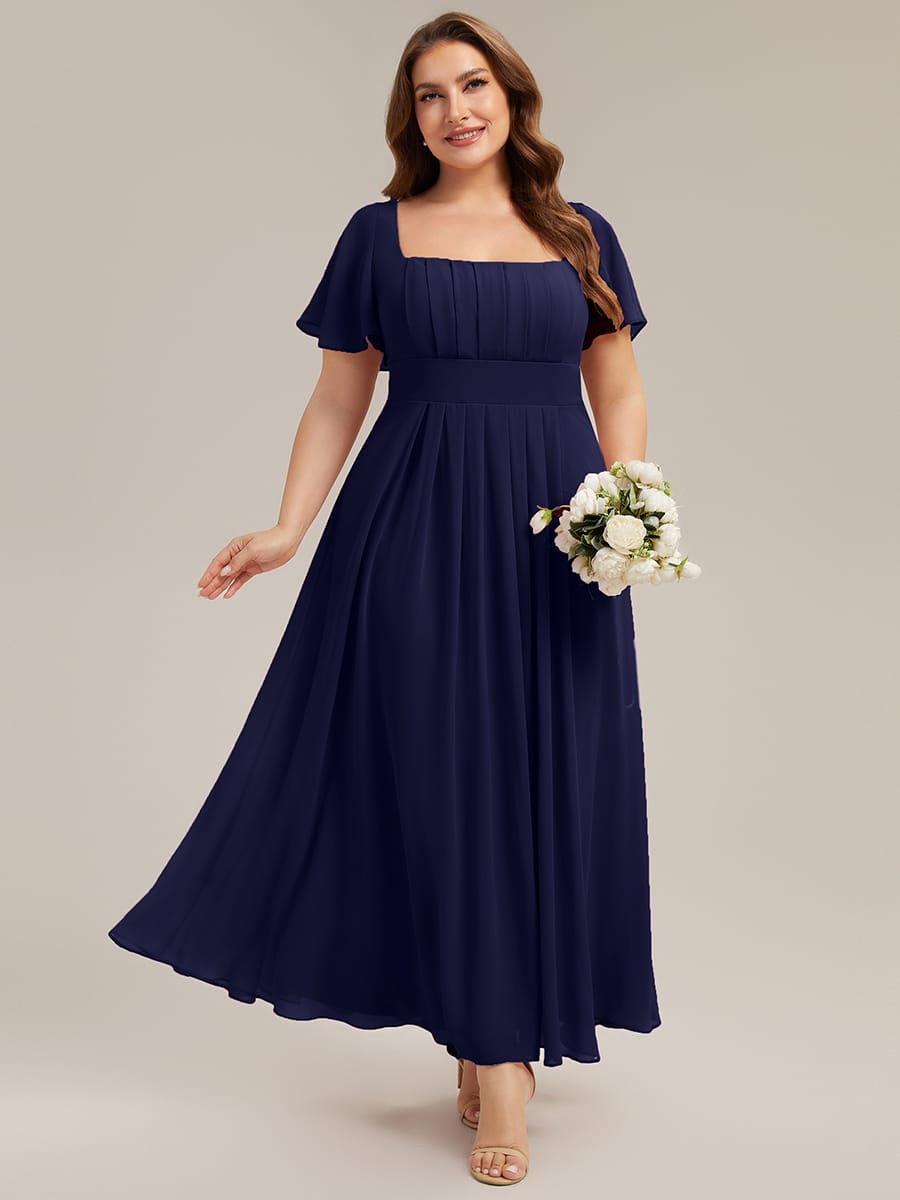 ever AVIEL|Ruched Chiffon Ruffle Sleeve Dress