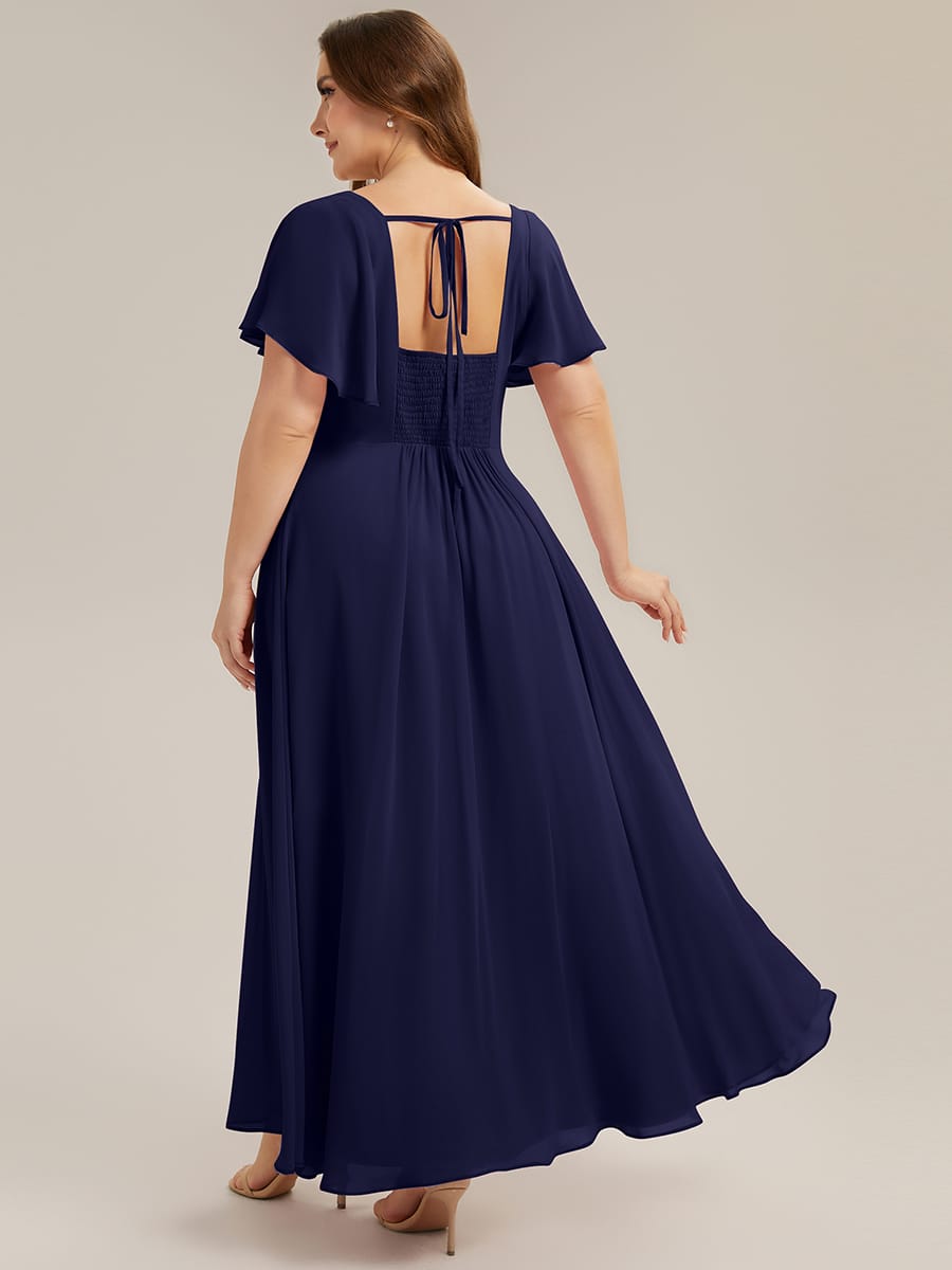 ever AVIEL|Ruched Chiffon Ruffle Sleeve Dress