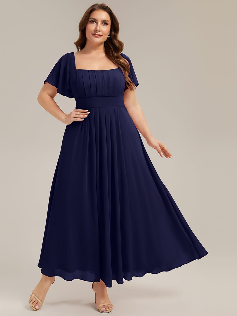 ever AVIEL|Ruched Chiffon Ruffle Sleeve Dress