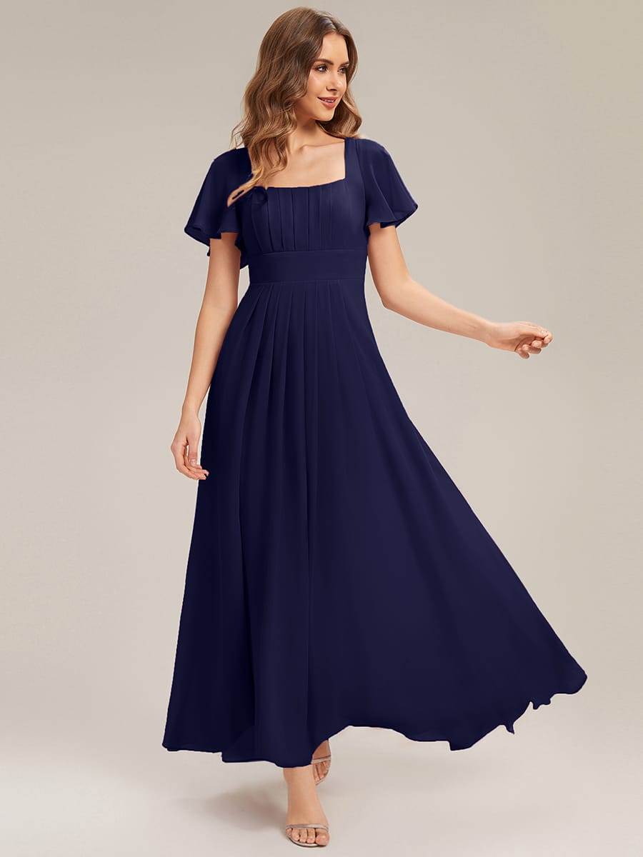 ever AVIEL|Ruched Chiffon Ruffle Sleeve Dress