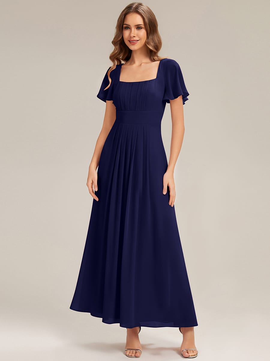 ever AVIEL|Ruched Chiffon Ruffle Sleeve Dress