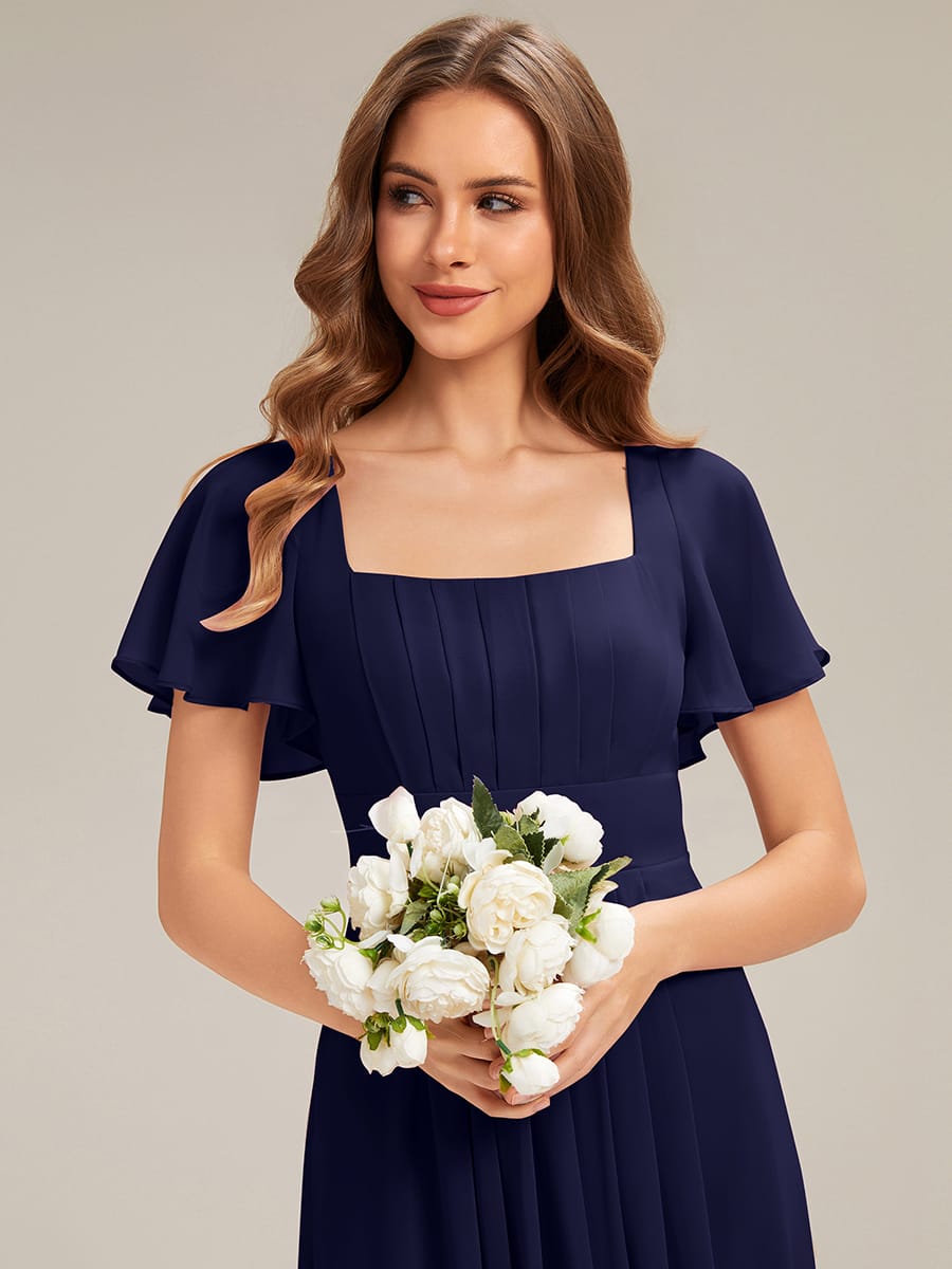 ever AVIEL|Ruched Chiffon Ruffle Sleeve Dress