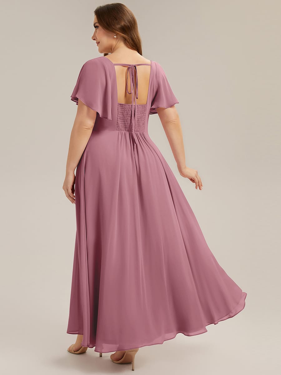 ever AVIEL|Ruched Chiffon Ruffle Sleeve Dress