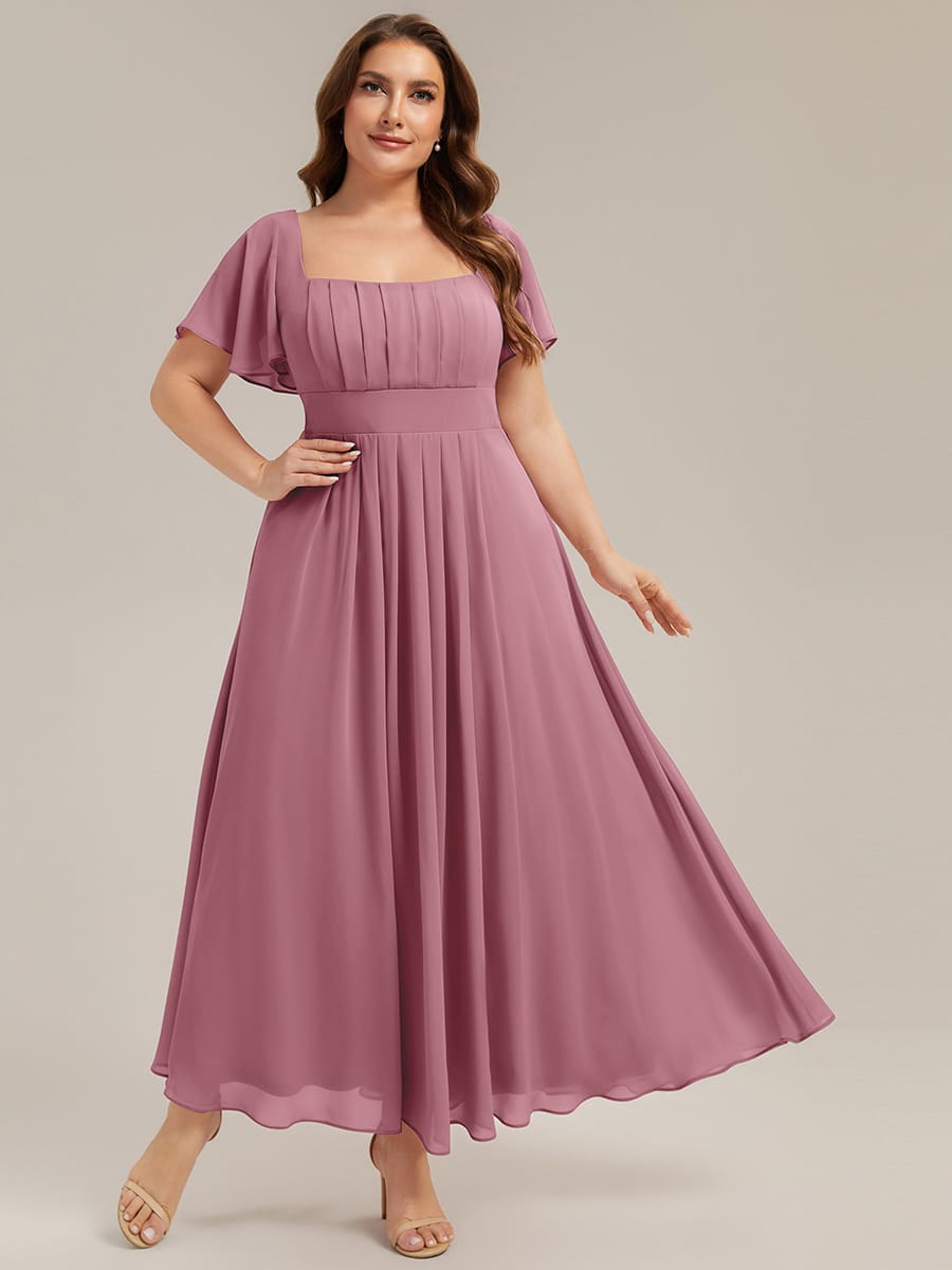 ever AVIEL|Ruched Chiffon Ruffle Sleeve Dress