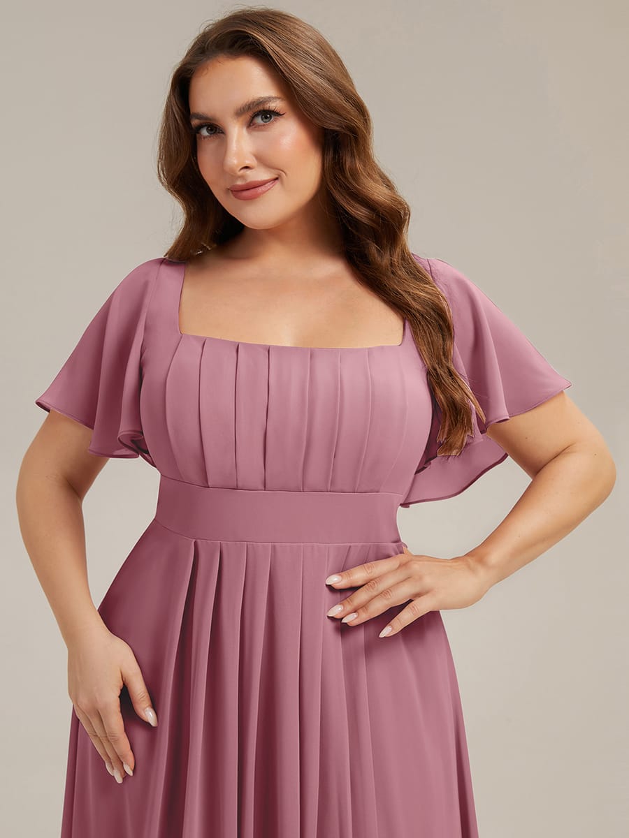ever AVIEL|Ruched Chiffon Ruffle Sleeve Dress