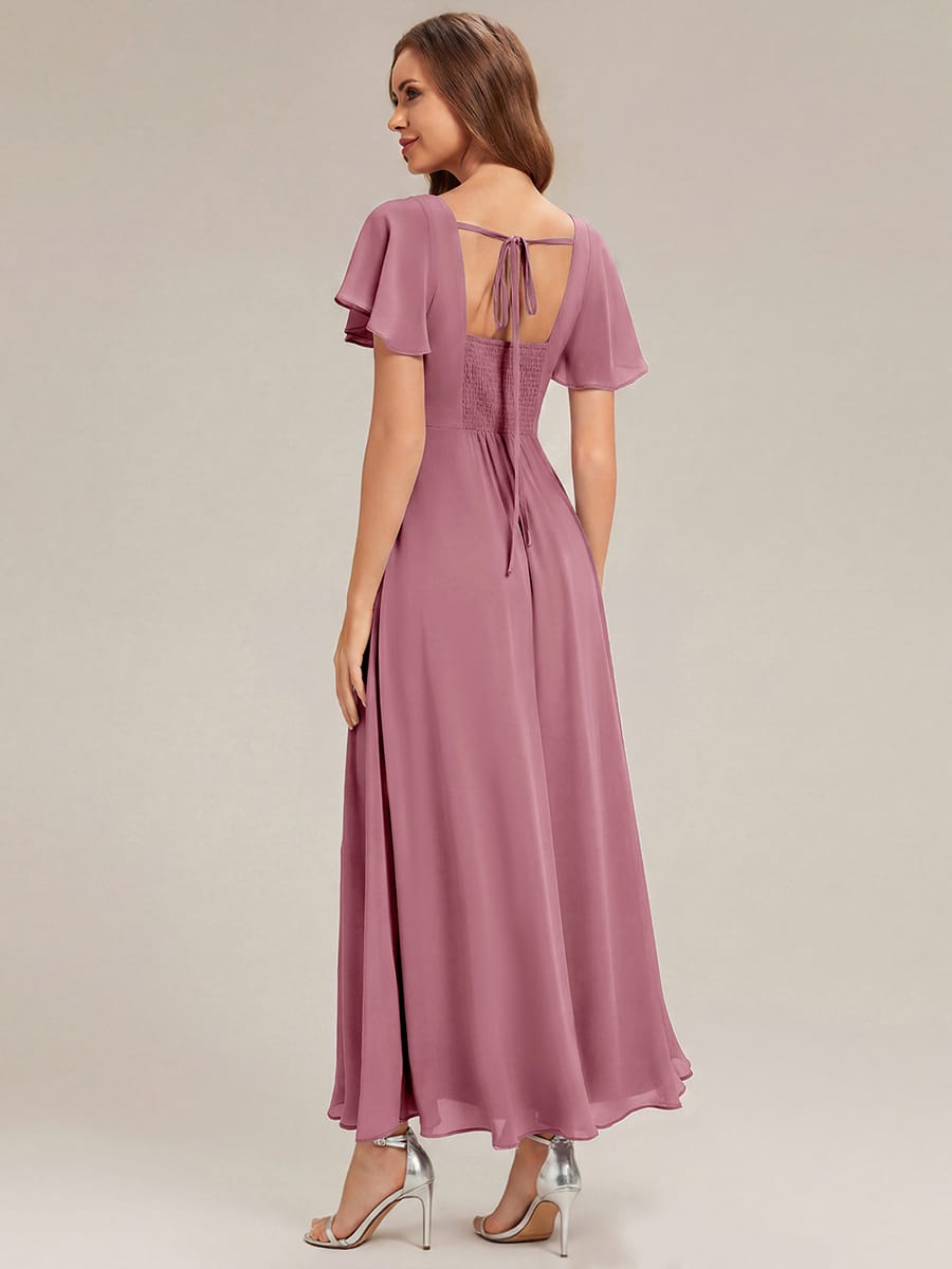 ever AVIEL|Ruched Chiffon Ruffle Sleeve Dress