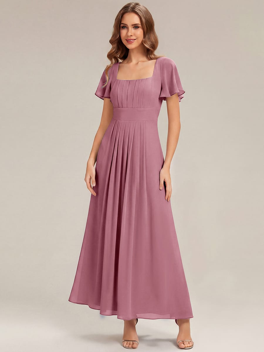 ever AVIEL|Ruched Chiffon Ruffle Sleeve Dress