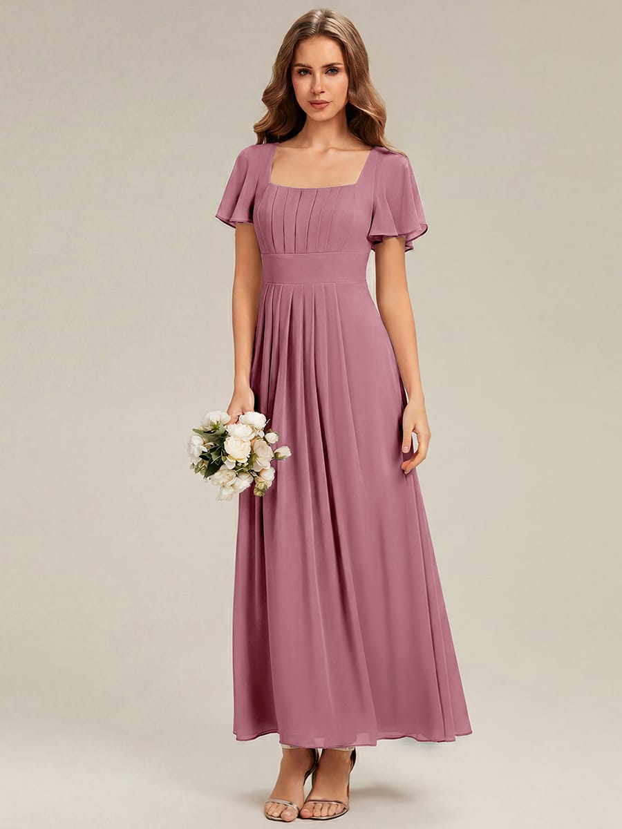 ever AVIEL|Ruched Chiffon Ruffle Sleeve Dress