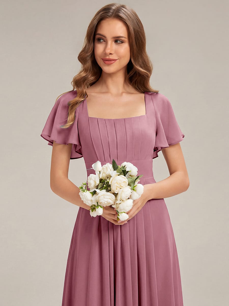 ever AVIEL|Ruched Chiffon Ruffle Sleeve Dress