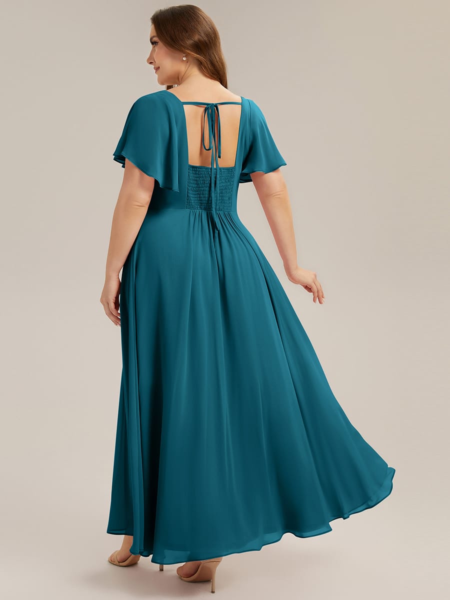 ever AVIEL|Ruched Chiffon Ruffle Sleeve Dress