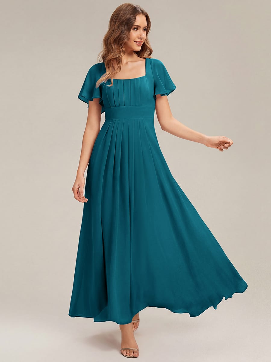 ever AVIEL|Ruched Chiffon Ruffle Sleeve Dress