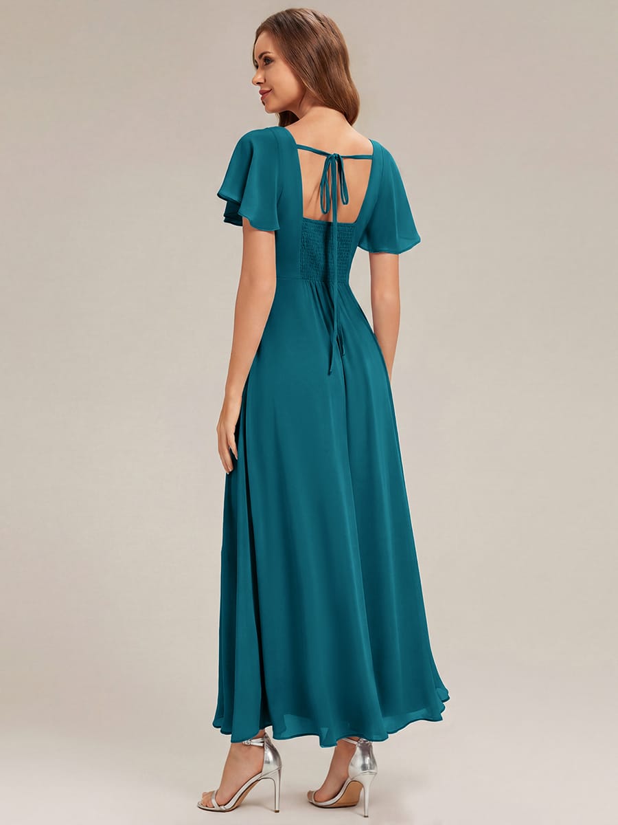 ever AVIEL|Ruched Chiffon Ruffle Sleeve Dress