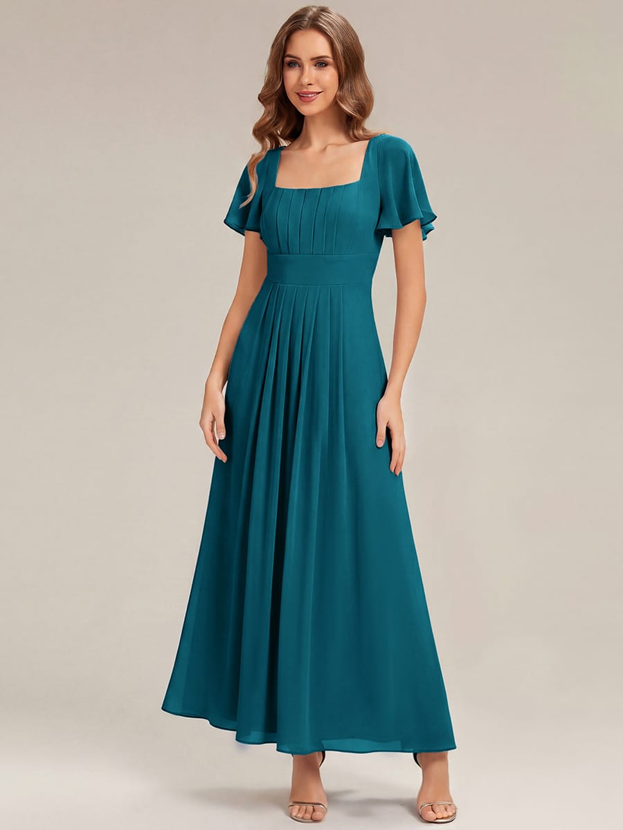 ever AVIEL|Ruched Chiffon Ruffle Sleeve Dress