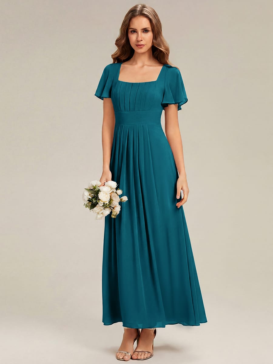 ever AVIEL|Ruched Chiffon Ruffle Sleeve Dress