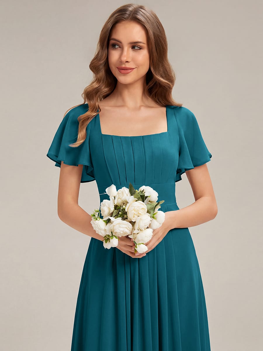 ever AVIEL|Ruched Chiffon Ruffle Sleeve Dress