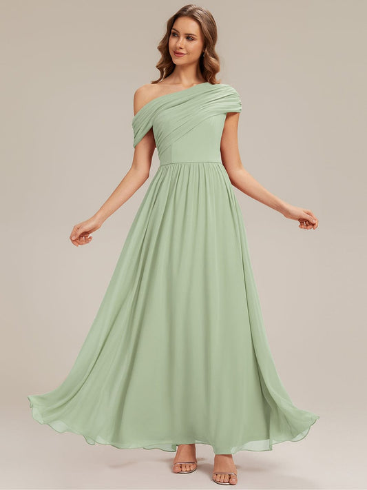 Gathered Chiffon Off the Shoulder Dress