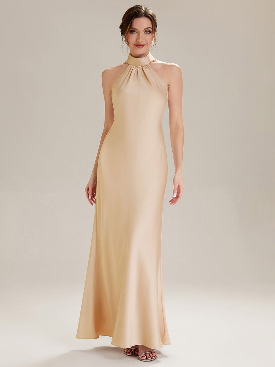 Flowing Ribbons Satin Sleeveless Dress