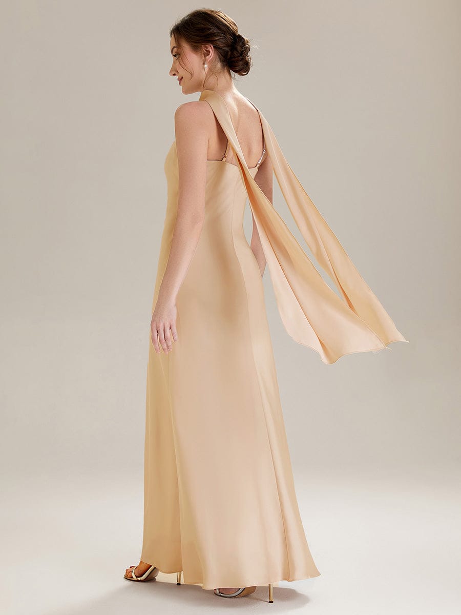 Flowing Ribbons Satin Sleeveless Dress