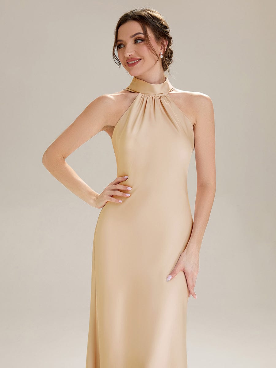 Flowing Ribbons Satin Sleeveless Dress