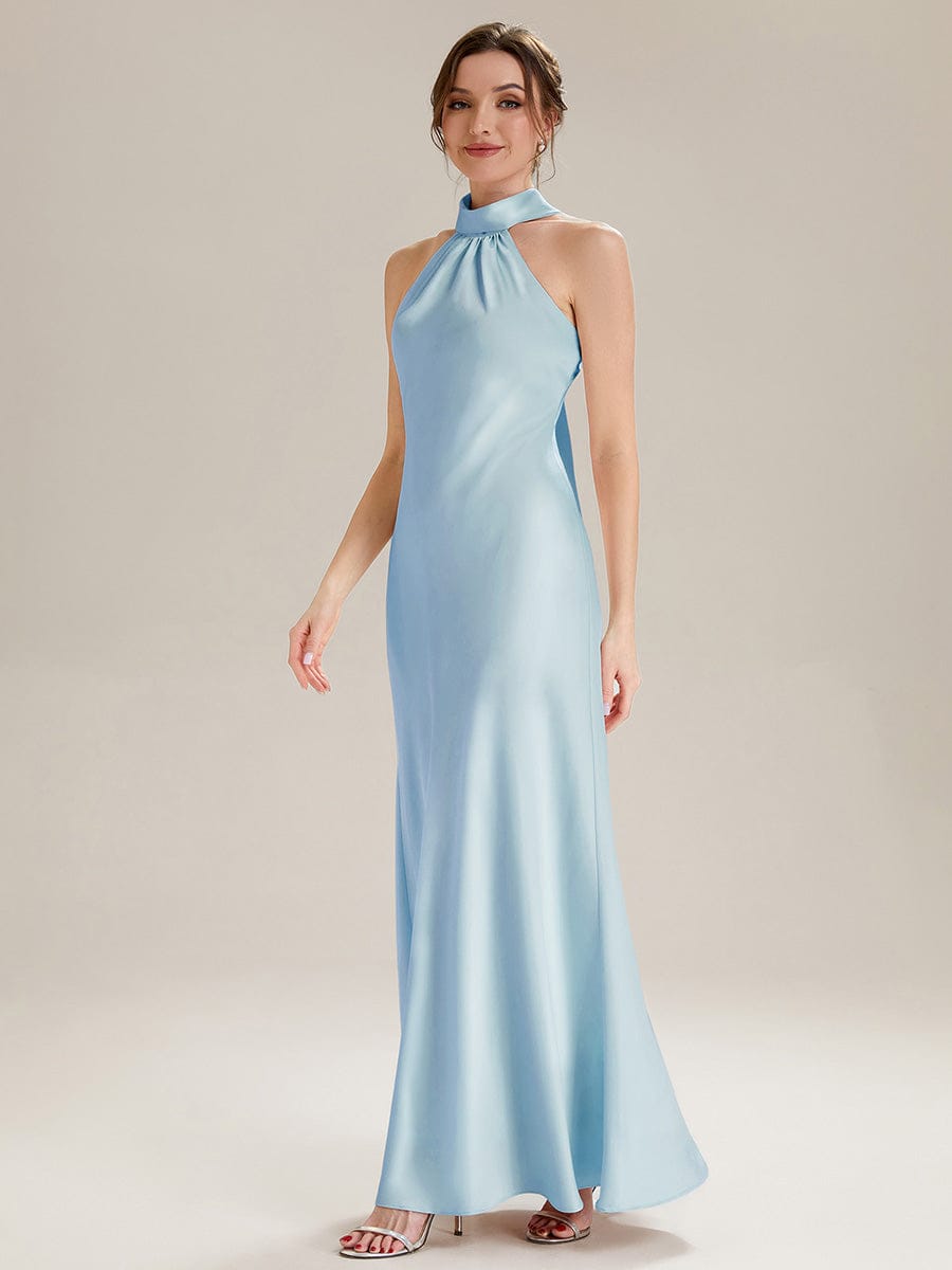 Flowing Ribbons Satin Sleeveless Dress