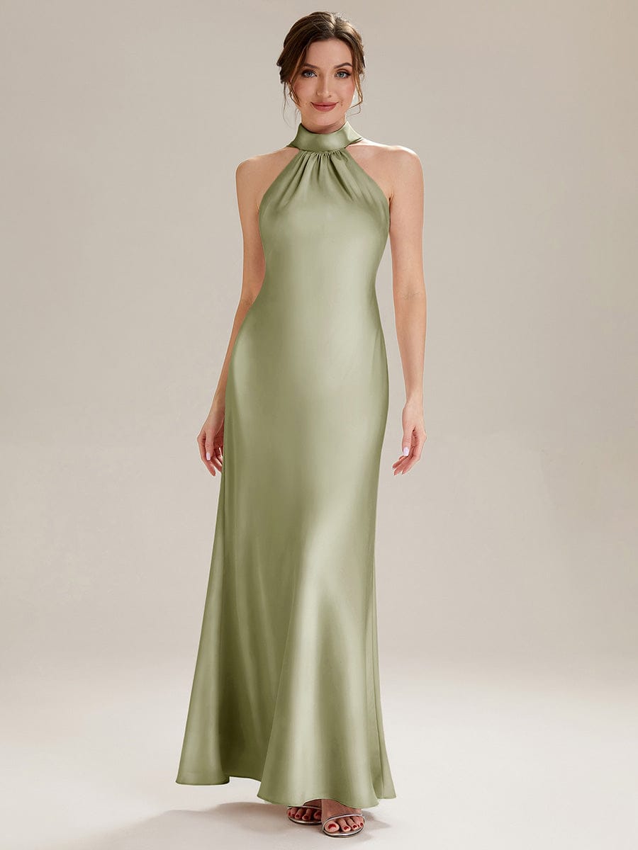 Flowing Ribbons Satin Sleeveless Dress