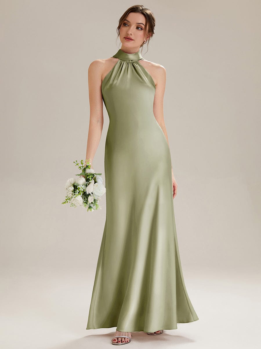 Flowing Ribbons Satin Sleeveless Dress