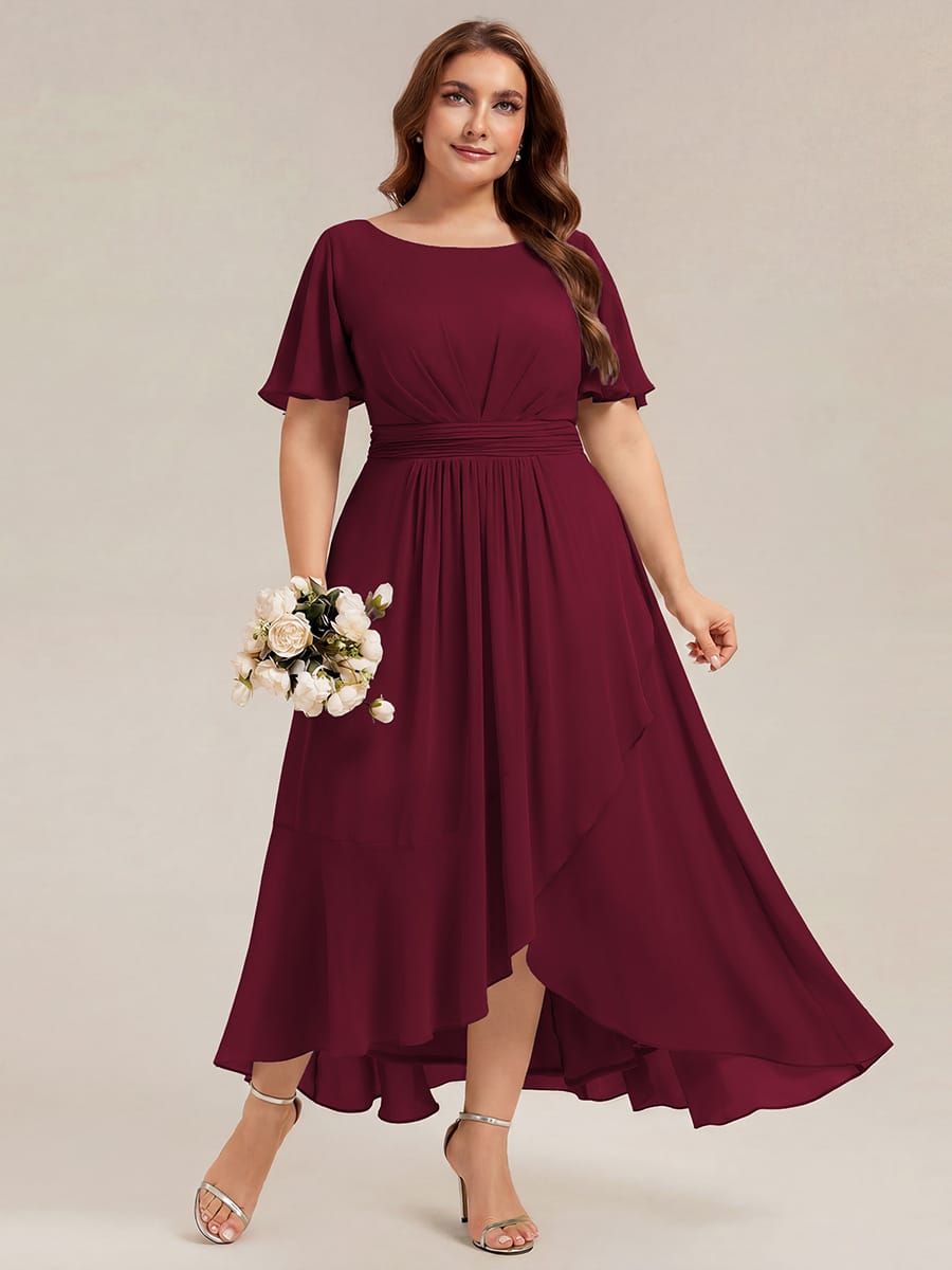 ever SAGE|Ruched Chiffon Ruffle Sleeve Bridesmaid Dress