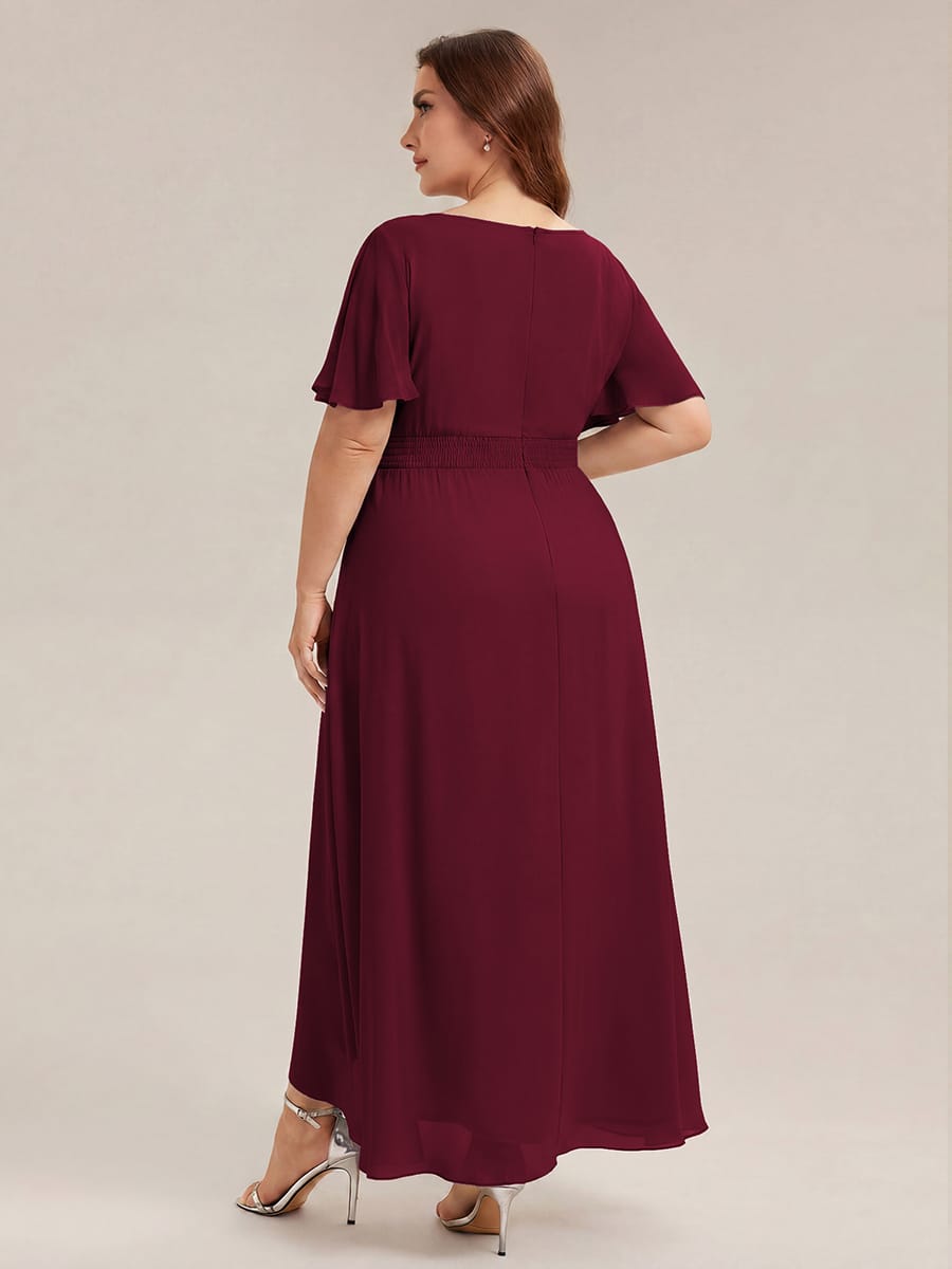 ever SAGE|Ruched Chiffon Ruffle Sleeve Bridesmaid Dress
