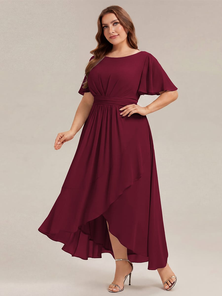ever SAGE|Ruched Chiffon Ruffle Sleeve Bridesmaid Dress