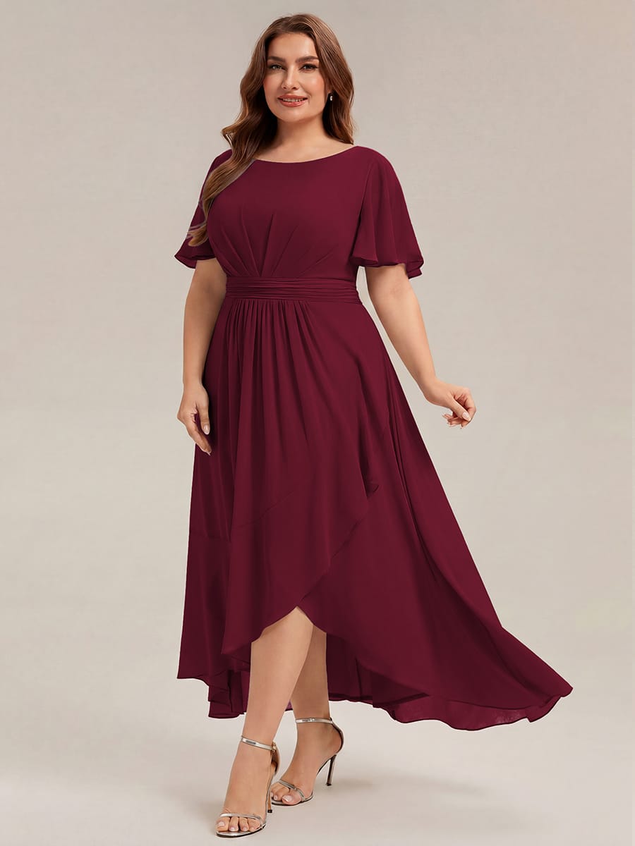 ever SAGE|Ruched Chiffon Ruffle Sleeve Bridesmaid Dress