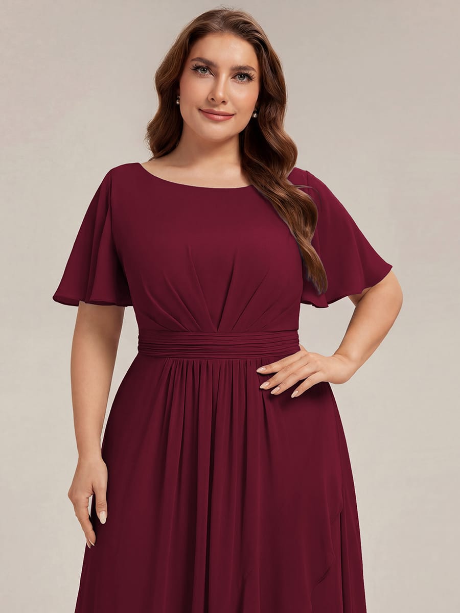 ever SAGE|Ruched Chiffon Ruffle Sleeve Bridesmaid Dress