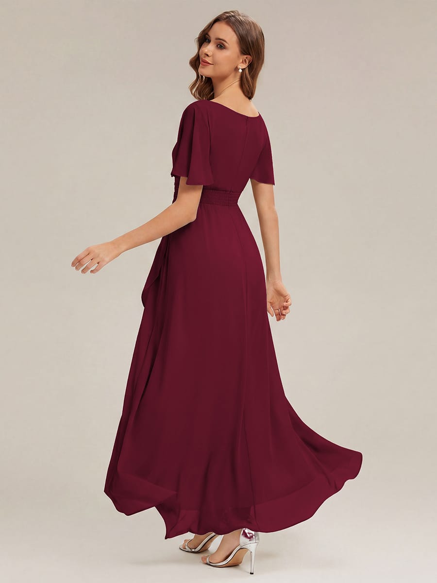 ever SAGE|Ruched Chiffon Ruffle Sleeve Bridesmaid Dress