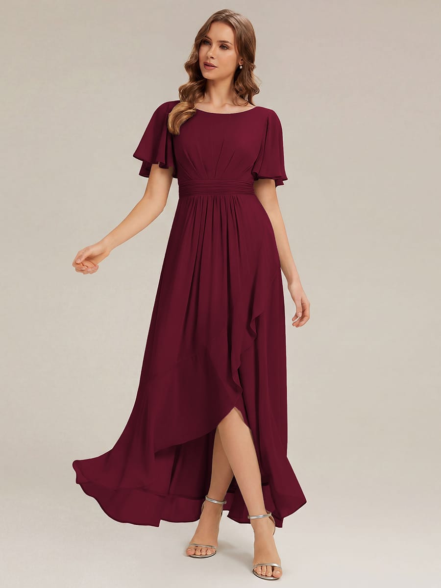 ever SAGE|Ruched Chiffon Ruffle Sleeve Bridesmaid Dress
