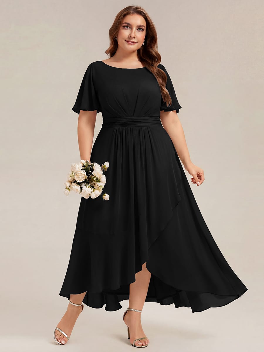 ever SAGE|Ruched Chiffon Ruffle Sleeve Bridesmaid Dress