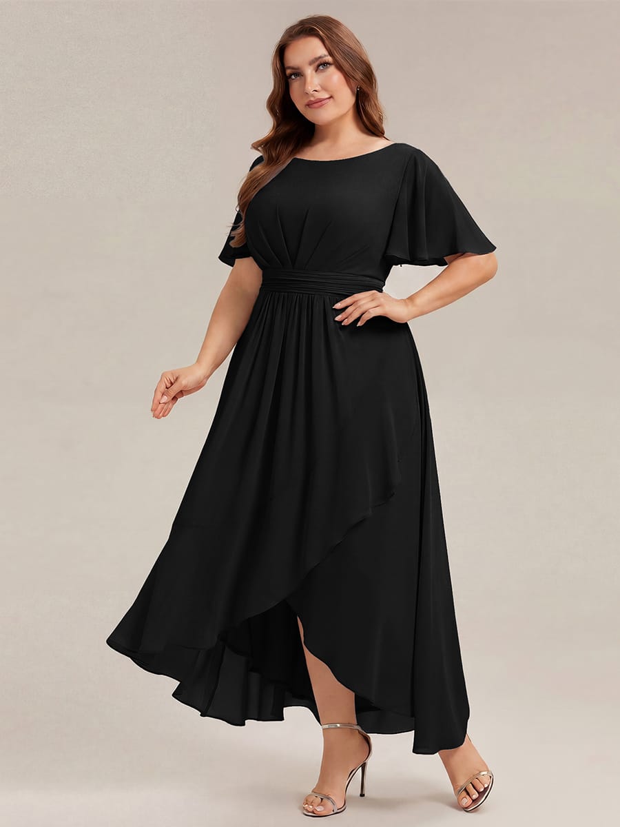 ever SAGE|Ruched Chiffon Ruffle Sleeve Bridesmaid Dress