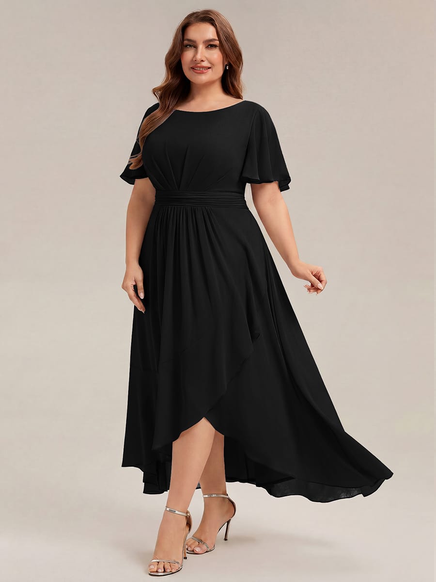 ever SAGE|Ruched Chiffon Ruffle Sleeve Bridesmaid Dress